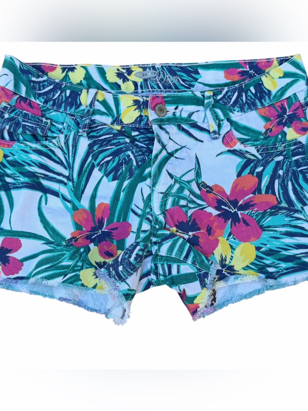 Old Navy Tropical Floral Blue Women's cutoff Denim Shorts size 4 - Picture 7 of 7
